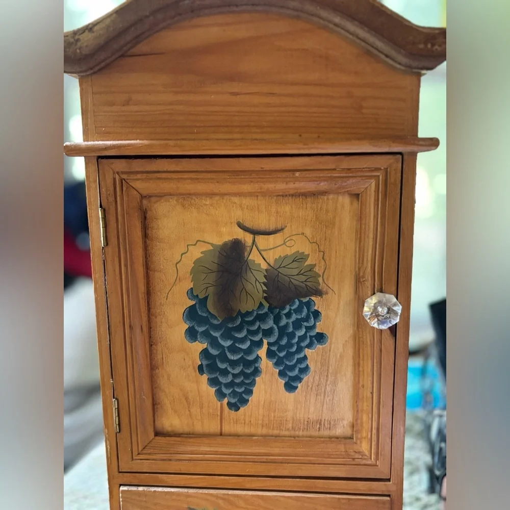 Wooden Wall Shelf with Grape Design